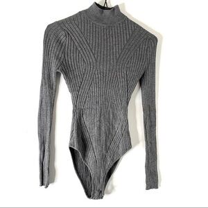 Kendall & Kylie Turtleneck Ribbed Knit Bodysuit
